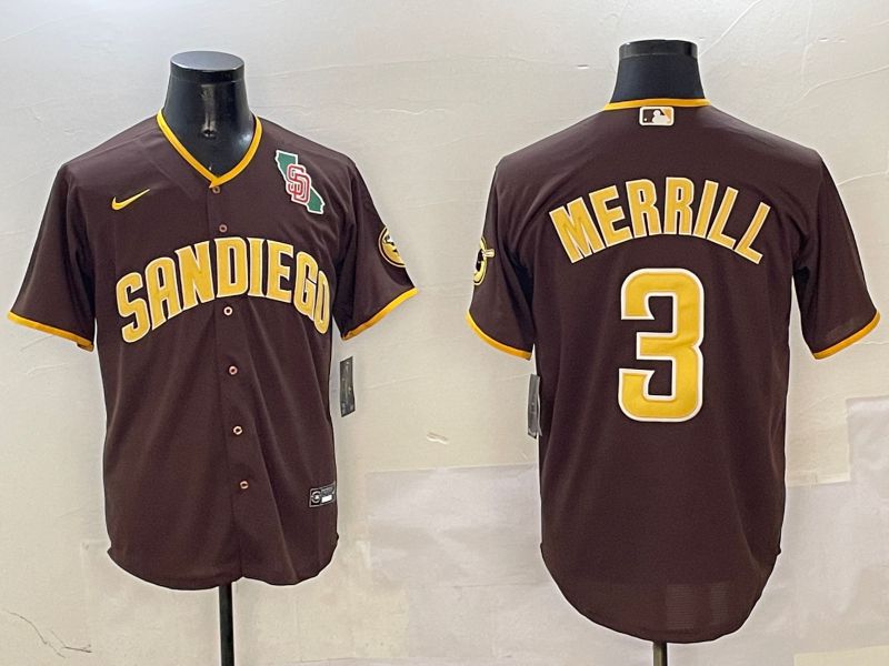 Men San Diego Padres #3 Merrill Brown Game 2025 Nike MLB Jersey style 2